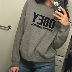 OBEY grey pullover crewneck sweater. Size M